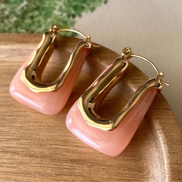 Anthropologie Casa Clara Andy Earrings Sweet Pink Gold Earrings - Picture 2 of 11